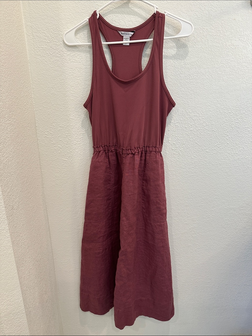Athleta Rosewood Racerback Midi Dress (Linen Bottom)